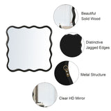 Solid Wood Wavy Square Mirror-Black 36" x 36" Modern Mirror Wall Decor for Bathroom, Bedroom, Living W1445P189617