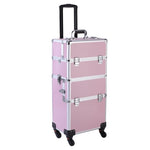 ZUN 3 in 1 Aluminum Cosmetic Makeup Case Tattoo Box Pink 40894344