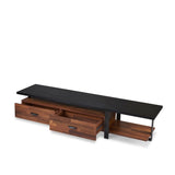 Walnut and Black 2-Drawer TV Stand with 1 Shelf B062P215423