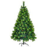 ZUN 6FT Grass Green Christmas Tree, Large Branches Pine Tree, Pre-Lit Set with Tree & Garland & Wreath, 97534144