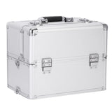 ZUN 3 in 1 Aluminum Cosmetic Makeup Case Tattoo Box Silver 05913846