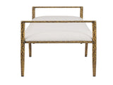 Contemporary Style 1pc Bench Matte Gold Hammered Look Forged Steel Fabric Cushion Seat Bedroom B2741P611084