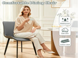 Light Grey & Dark Grey PU Leather Dining Chair with Metal Legs, Modern Upholstered Chair Set of 2 T3967P421214