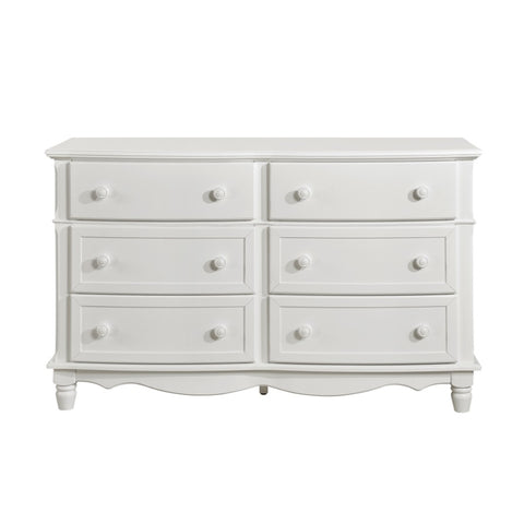 ZUN Classic Traditional White Finish 6 Drawers Dresser 1pc Decorative Accents Wooden Bedroom Furniture B011P177571