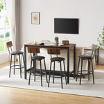 ZUN Bar Table Set with 4 Bar stools PU Soft seat with backrest, Rustic Brown, 47.24'' L x 23.62'' W x W1162102875