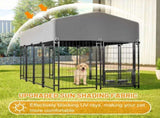 Dog Kennel Outdoor with Roof, 4.23'x7.81'x4.83' Welded Wire Enclosure, Heavy Duty Dog Crate with 76997181