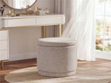 7.7 Gallon Round Storage Ottoman Foot Rest with Acacia Wood Frame, 400LBS Load Capacity Footstool 92858250