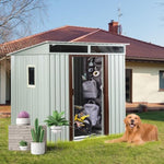 ZUN 6ft x 5ft Outdoor Metal Storage Shed With window White 40346165