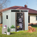 ZUN 6ft x 5ft Outdoor Metal Storage Shed With window White 40346165