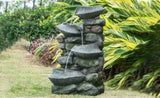 19x15x31.5" Indoor Outdoor Stone Water, 4-Tier Polyresin Cascading Rock Bowl Freestanding W2078124491