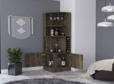 Dark Brown 8-Bottle 2-Shelf Bar Cabinet B062P202124