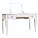 Mirrored Vanities Desk with Drawers, Bedroom Makeup Vanity Table Set with Mirror and Stool, Flip Up W2170P209976