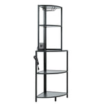 ZUN 5 Tier Corner Shelf with LED Light and USB Plug, With Glass Holder, Tall Standing Shelf for Wall W420P207358