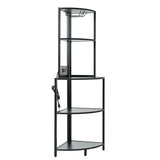 ZUN 5 Tier Corner Shelf with LED Light and USB Plug, With Glass Holder, Tall Standing Shelf for Wall W420P207358