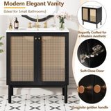 30-inch bathroom vanity crafted from natural materials, featuring handmade rattan doors and N729P285517B