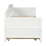 Twin Wooden Daybed with Trundle Bed, Sofa Bed for Bedroom Living Room,White WF192861AAK