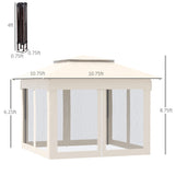 ZUN 11ft x 11ft Pop Up Canopy, Outdoor Patio Gazebos Shelter Beige-AS （Prohibited by 58392185