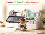 Kids Toy Storage Organizer with Flip Chalkboard, Rolling Drawers & Hanging Rods, Rounded Edge 16852452