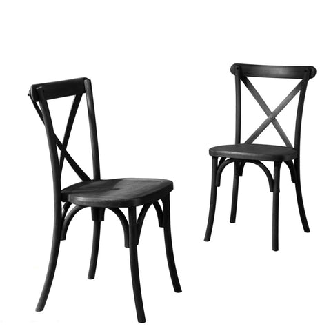 ZUN 2-Pack Resin Cross Back Chair Waterproof Dining Chair Black W120990809