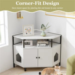 ZUN White litter box, polygonal cat house, cat furniture, living room cabinet 70378718