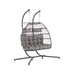 ZUN 2 Person Outdoor Rattan Hanging Chair Patio Wicker Egg Chair W87472175