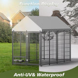 Large Dog Kennel Outdoor Pet Pens Dogs Run Enclosure Animal Hutch Metal Coop Fence with Roof Cover. W1820P296149