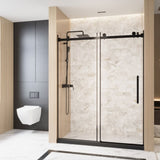 Frameless Single sliding shower door 56-60 "W x 76" H, 1/4 " Clear Tempered Glass, Explosion W1675P307002