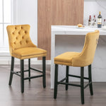 ZUN Contemporary Velvet Upholstered Barstools with Button Tufted Decoration and Wooden Legs, and Chrome W1143P177583