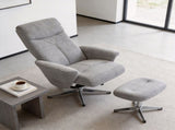Swivel chenille Recliner with Ottoman Chair Modern Armchair Ergonomic Push Manual Reclining Footrest W1622P460966