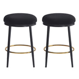 24.75'' Modern Counter Stools Set of 2,Black Counter Stools with iron Frame,Sponge N780P189729B