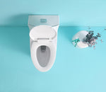 ZUN 15 1/8 Inch 1.1/1.6 GPF Dual Flush 1-Piece Elongated Toilet with Soft-Close Seat - Gloss White W1573101061