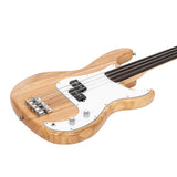 ZUN Fretless Electric Bass Guitar Full Size 4 String for experienced Bass 32814801