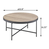 ZUN Weathered Grey Oak and Black Coffee Table B062P181353