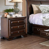 Brown Cherry Solid wood 1pc Nightstand Nickel Round Knob Transitional Style 3-Drawers Nightstand w B01149585