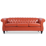 84.65" Rolled Arm Chesterfield 3 Seater Sofa W68056682