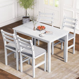 ZUN 5PCS Stylish Dining Table Set 4 Upholstered Chairs with Ladder Back Design for Dining Room Kitchen W1673130772