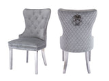Simba Stainless Steel 2 Piece Chair Finish with Velvet Fabric in Light Gray 808857961150