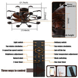 ZUN Ceiling Fan 21.7" with Dimmable Light DC Motor and 6 Speeds Reversible with Remote Control Flush W1340121432