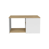 Coffee Table, 2 Shelves, White / Natural Oak B097P262372