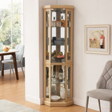 Corner Glass Cabinet Lighted Curio Cabinet Corner Display Case for Living Room, Curio Cabinet, W2275P194430