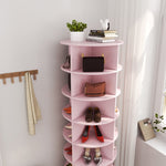 ZUN new 360 pink rotating shoe cabinet with 7 layers can accommodate up to 28 Paris shoes W1320P156772