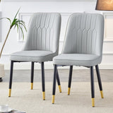 ZUN Light gray dining chairs and room chairs. PU material and metal legs, suitable for kitchen, W1151P147208