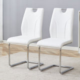 White PU Dining Chair Set.Uniquely designed white dining chairs. PU material, paired with silver W2920P225018