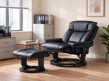PU Leather Recliner Chair with Ottoman, 10-Point Vibration Massage & Swivel Armchair, Black 96760156