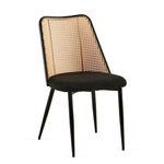 ZUN Black Rattan Dining Chairs Set of 4,Boucle Chairs with Natural Cane Back, Upholstered Dining Room W1164P218675