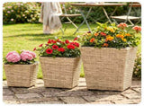 3-Piece Nested Rattan Planter Set, UV Resistant PP Wicker Plant Boxes with Removable Liner & 32949696