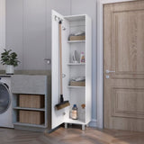 Clarno Tall Storage Cabinet, Single Door with Broom Hangers B128P148688