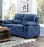 Comfortable Plush Seating Loveseat 1pc Modern Blue Textured Fabric Channel Tufting Solid Wood Frame B011133628