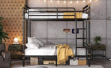 Full over Full Metal Bunk Bed, Industrial Detachable Bunkbeds with Safety Guard Rails for Teens W2580P304986