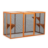 Detachable Cat Enclosure with Waterproof Roof and 3 Jumping Platforms, Orange W2181P181958